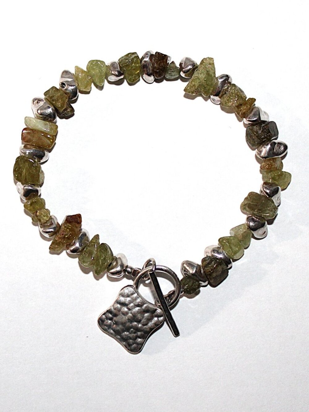Silpada Sterling Silver Peridot  and Sterling Chunk Bracelet  B0904 Rare Vintage
